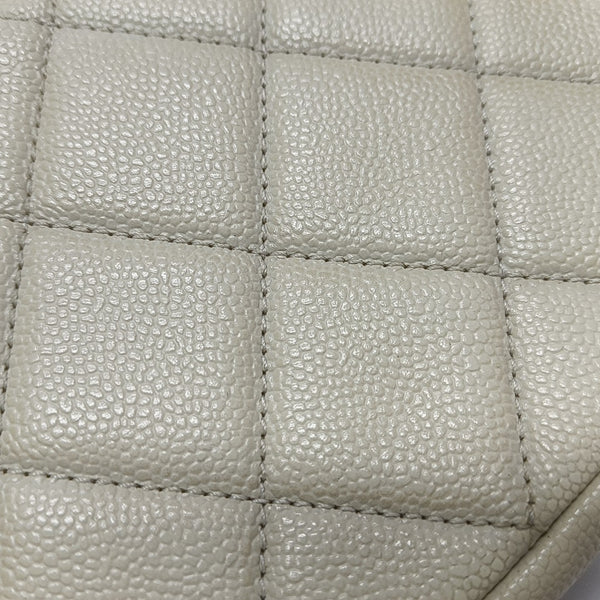 Mini Quilted Grained Calfskin White