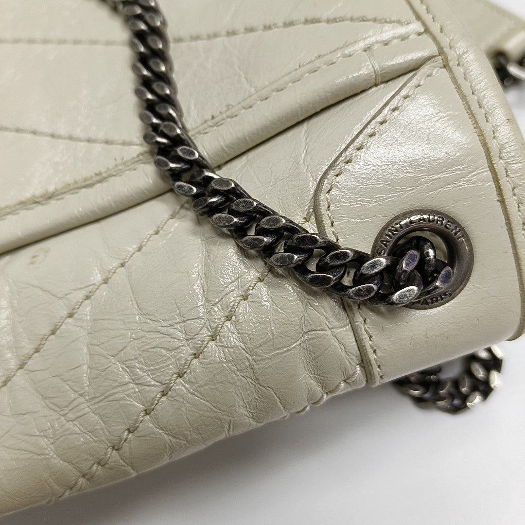 NIKI Small Chevron Calfskin White