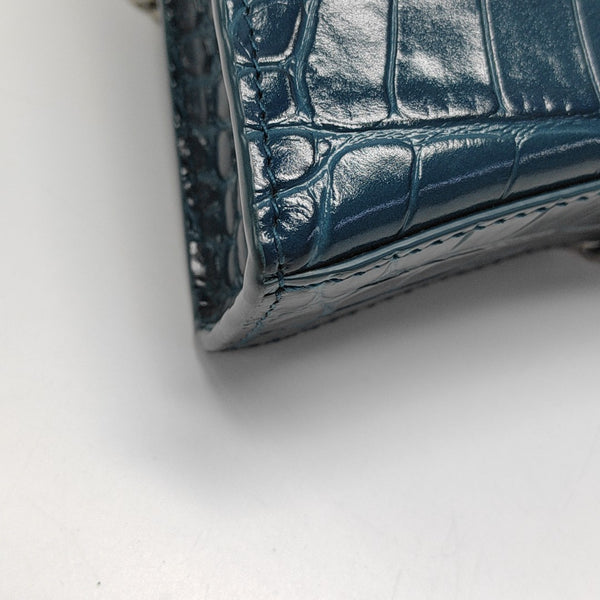 Hourglass Wallet On Chain Mini Calfskin Blue