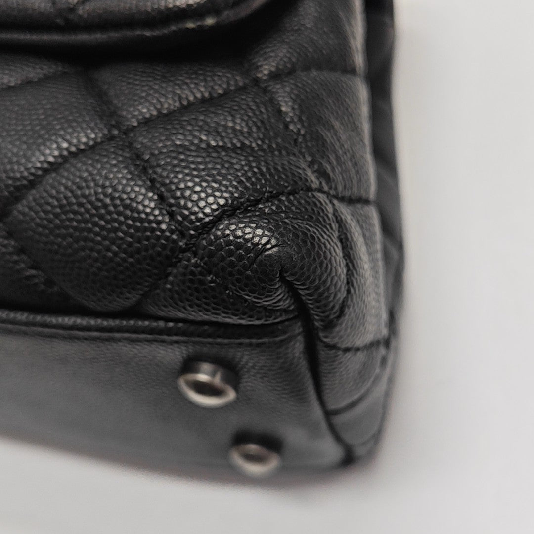 COCO HANDLE Small Quilted Grained Calfskin Black