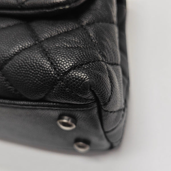 COCO HANDLE Small Quilted Grained Calfskin Black