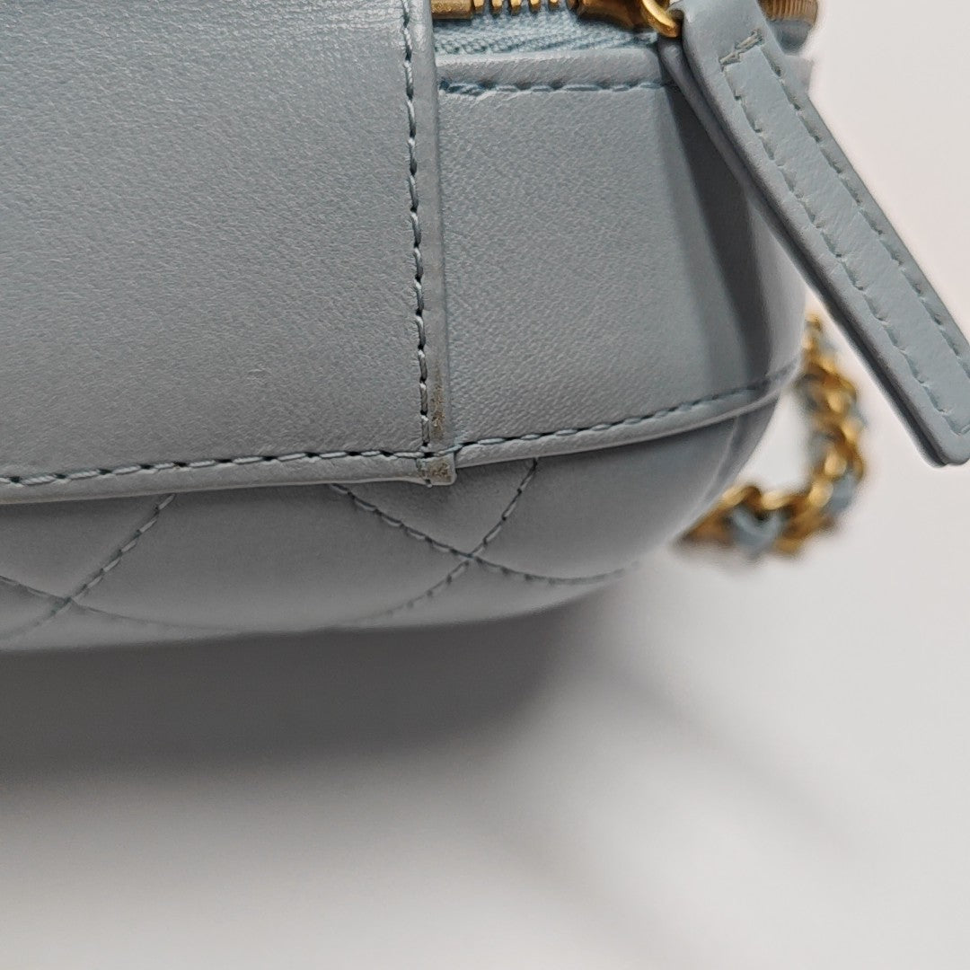 Quilted Lambskin Shoulder Bag Blue