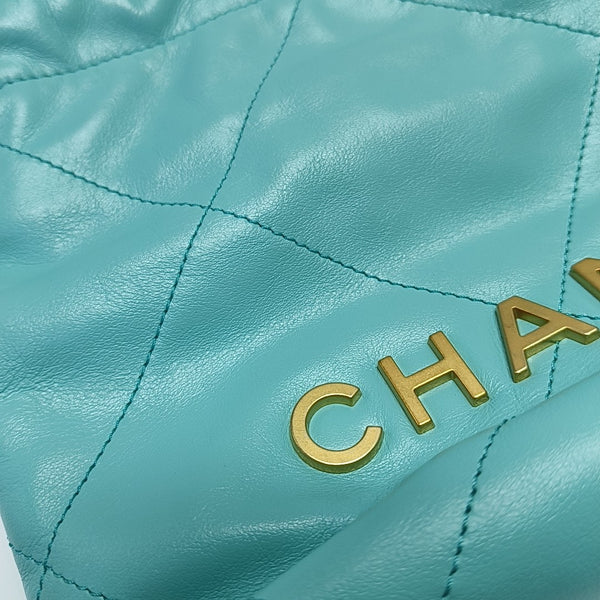 CHANEL 22 Mini Quilted Calfskin Blue