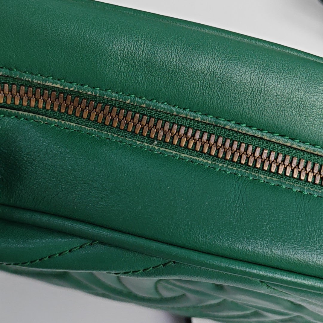 GG Marmont Small Quilted Calfskin Green