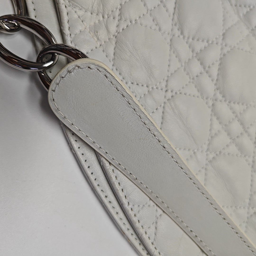 Cannage Lambskin Top Handle Bag White