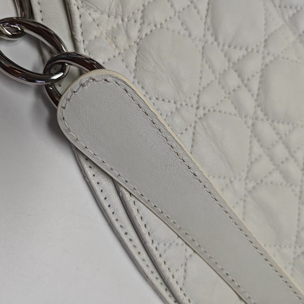 Cannage Lambskin Top Handle Bag White