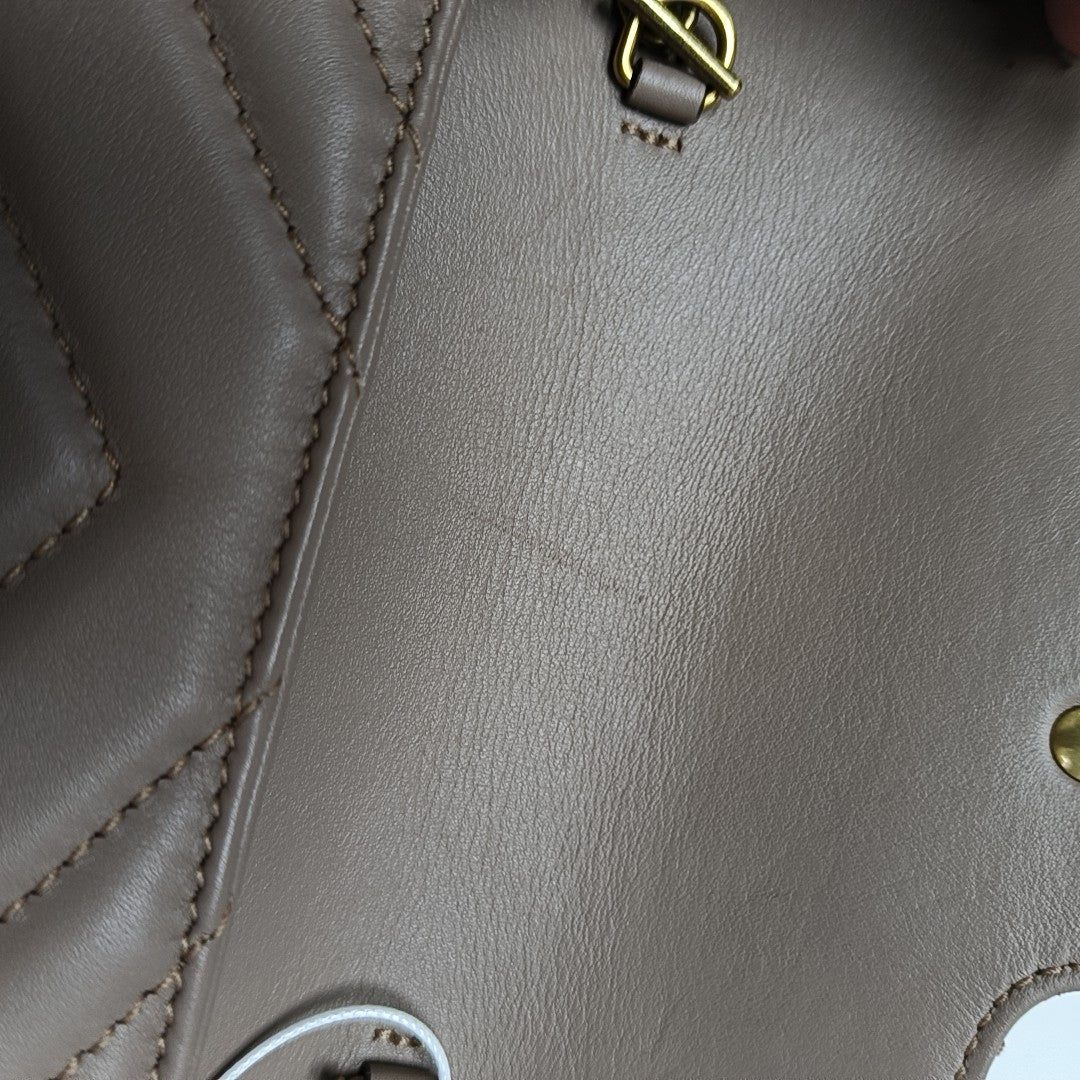 GG Marmont Mini Quilted Calfskin Beige
