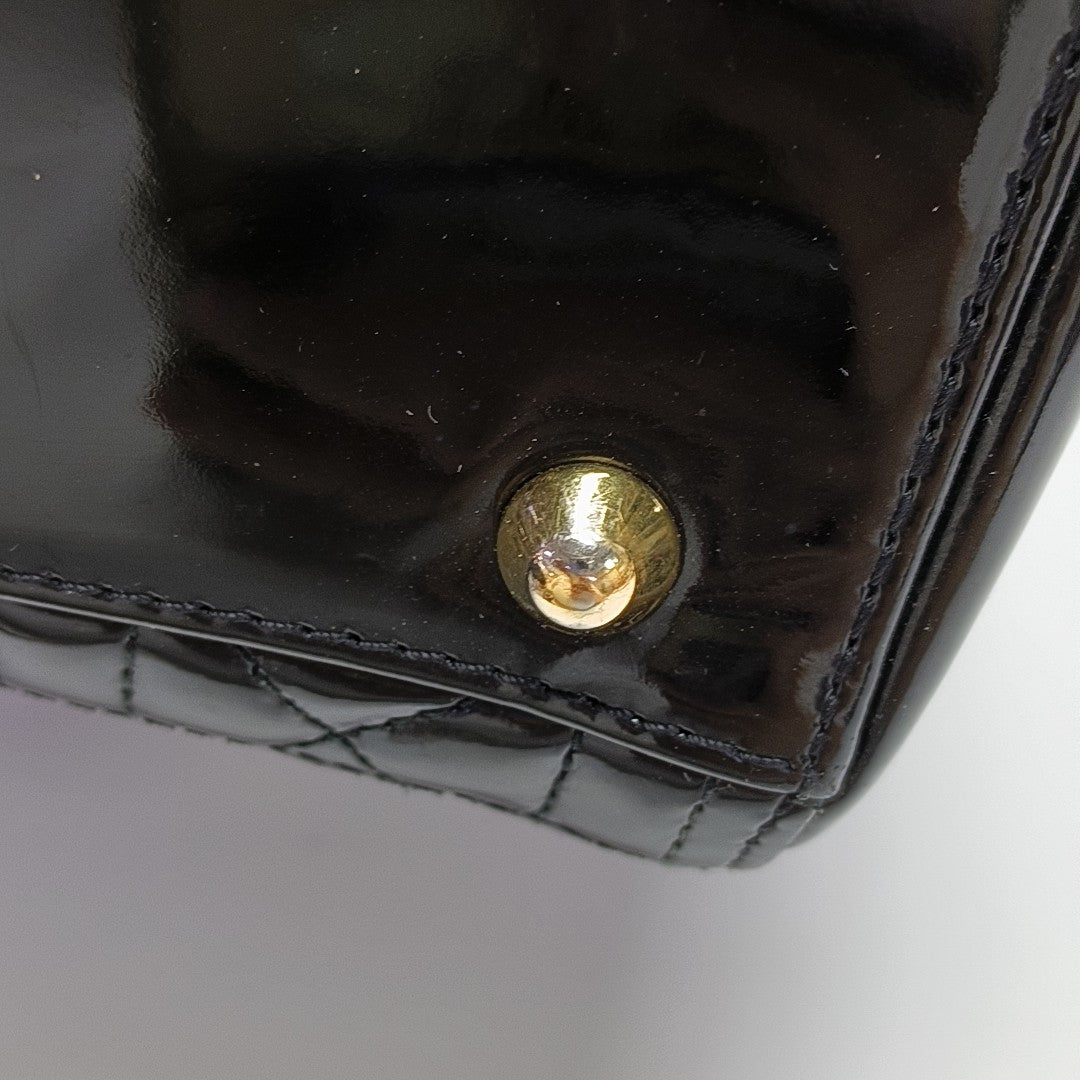 Lady Dior Grande Cannage Charol Negro