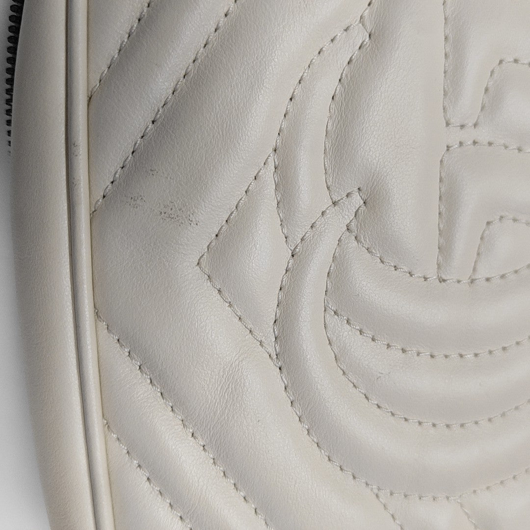 GG Marmont Small Quilted Calfskin White