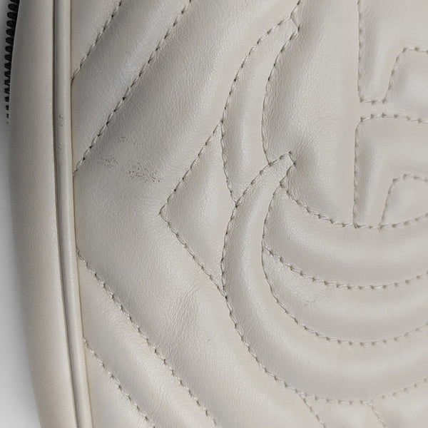 GG Marmont Small Quilted Calfskin White