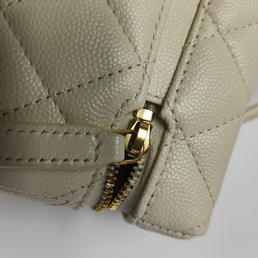 Quilted Grained Calfskin Shoulder Bag Yellow