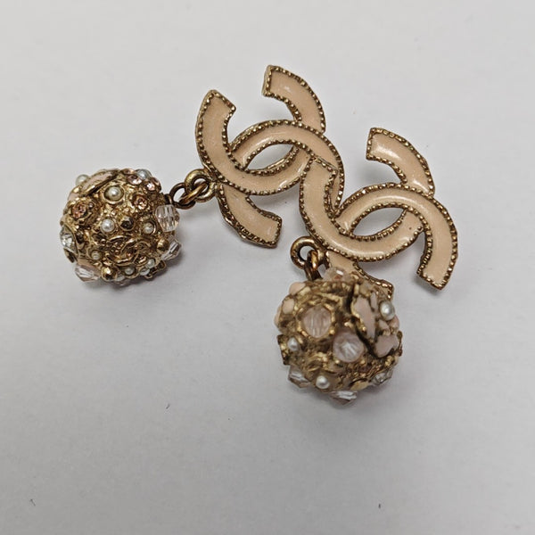 Metal Beige Stud Earrings