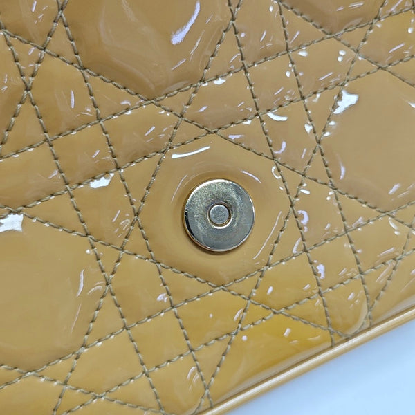 Authenticated pre-owned  Lady Dior Quilted Patent Leather Yellow - Shoulder Bag at Looply