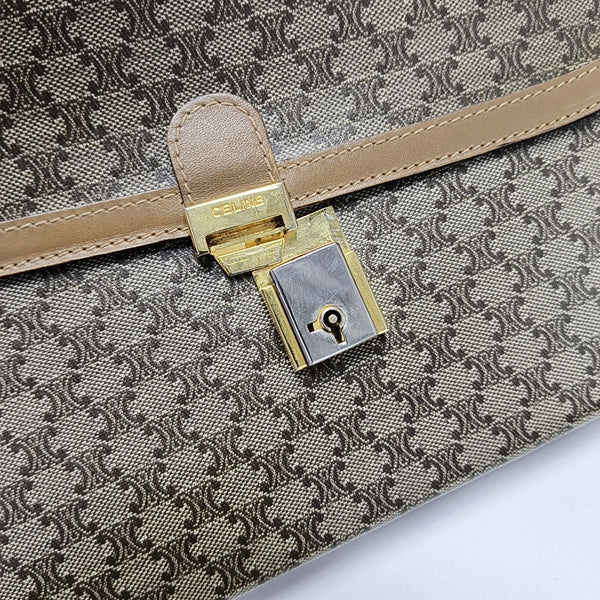 Coated Canvas Clutch Medium Brown