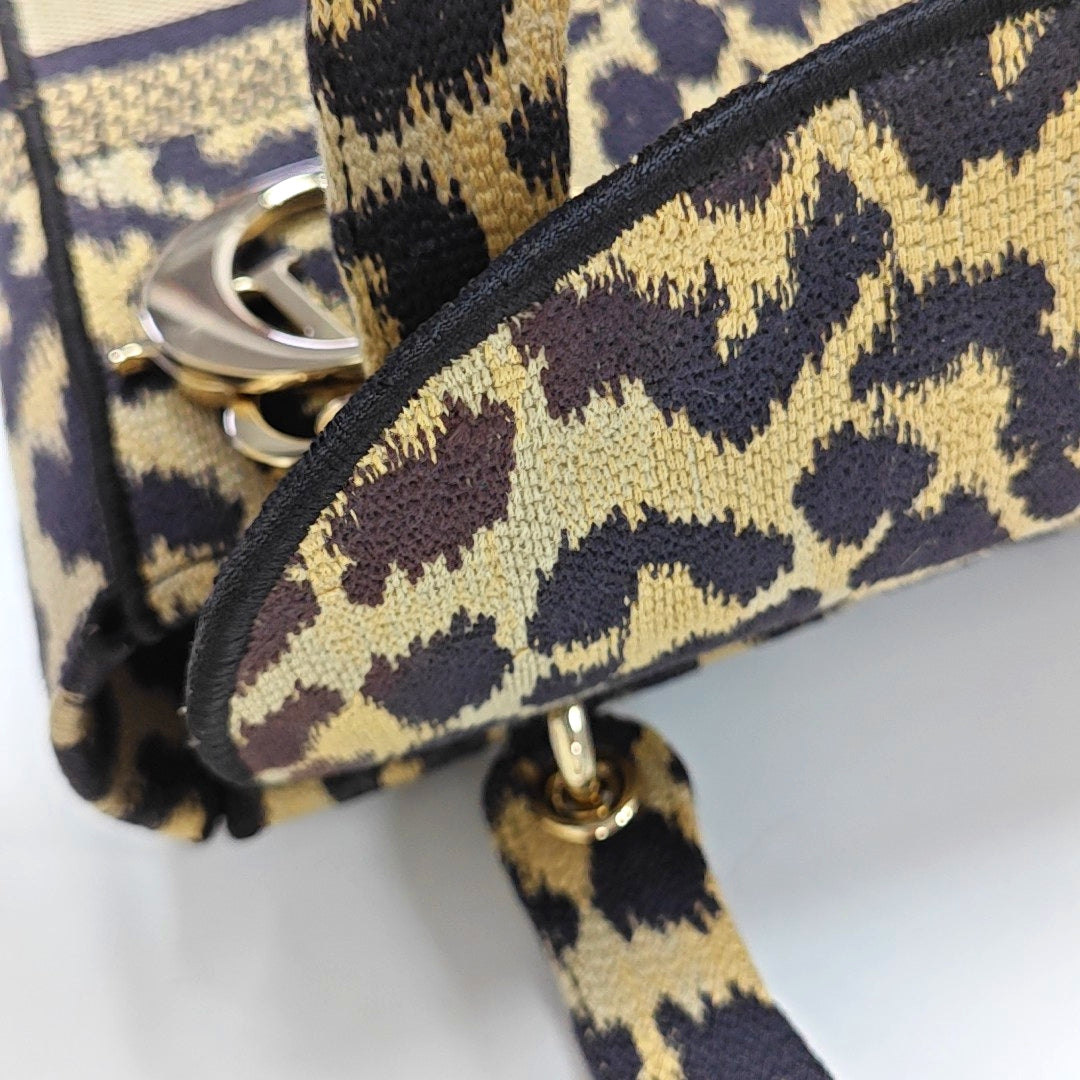 Authenticated pre-owned  Lady Dior Medium Fabric Beige - Tote Bag at Looply