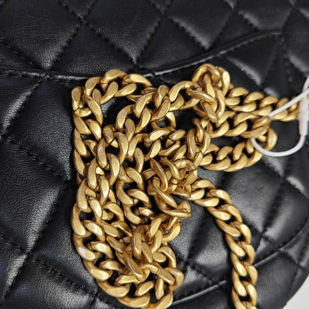 Quilted Lambskin Shoulder Bag Small Black