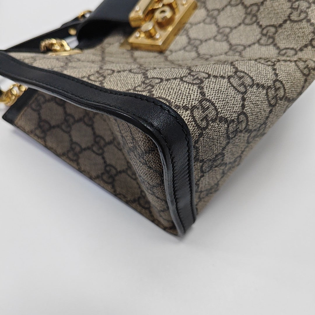 Padlock Small Monogram Coated Canvas Beige