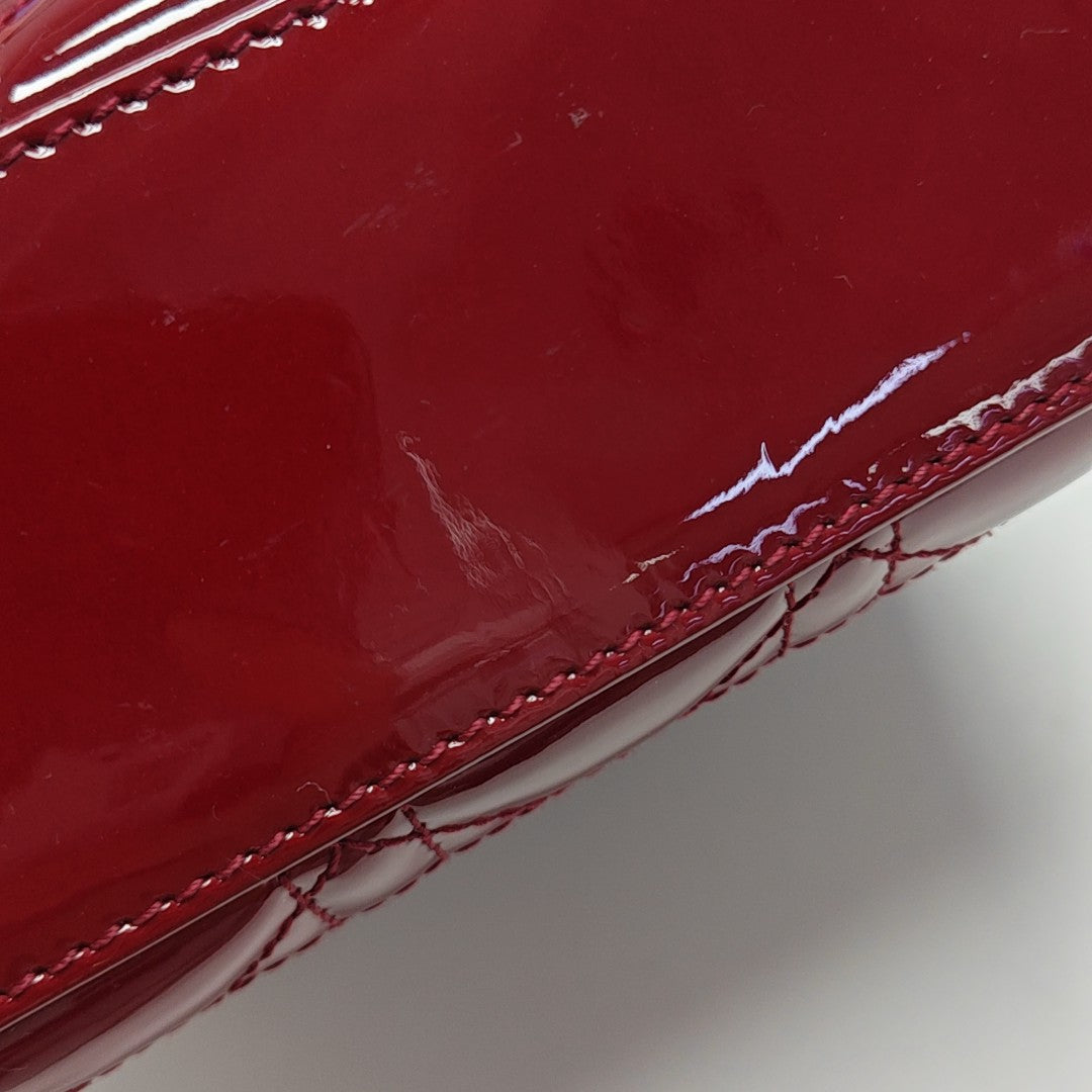Lady Dior Mini Cannage Patent Leather Red