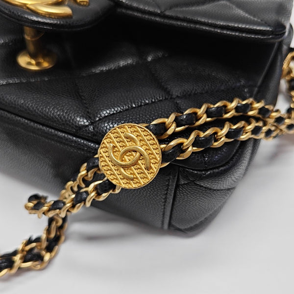 CLASSIC FLAP Mini Quilted Grained Calfskin Black