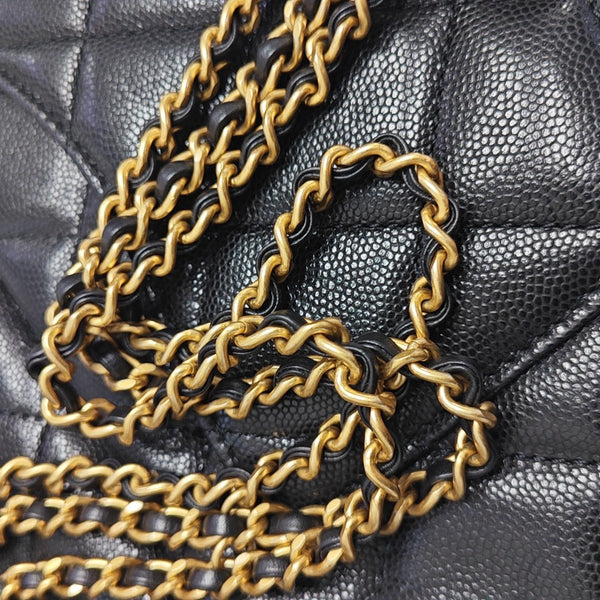 Quilted Grained Calfskin Backpack Black