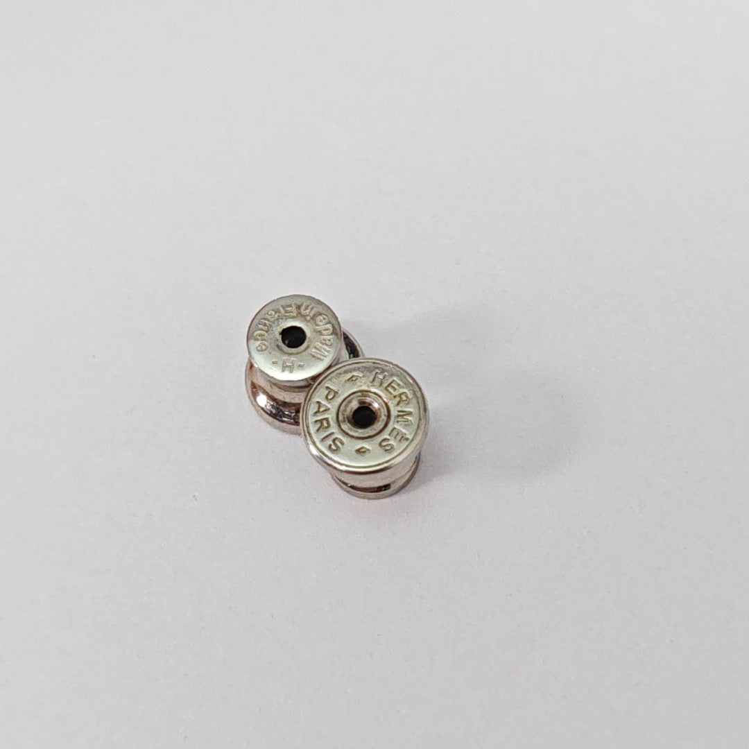 Pop H Metal Silver Stud Earrings