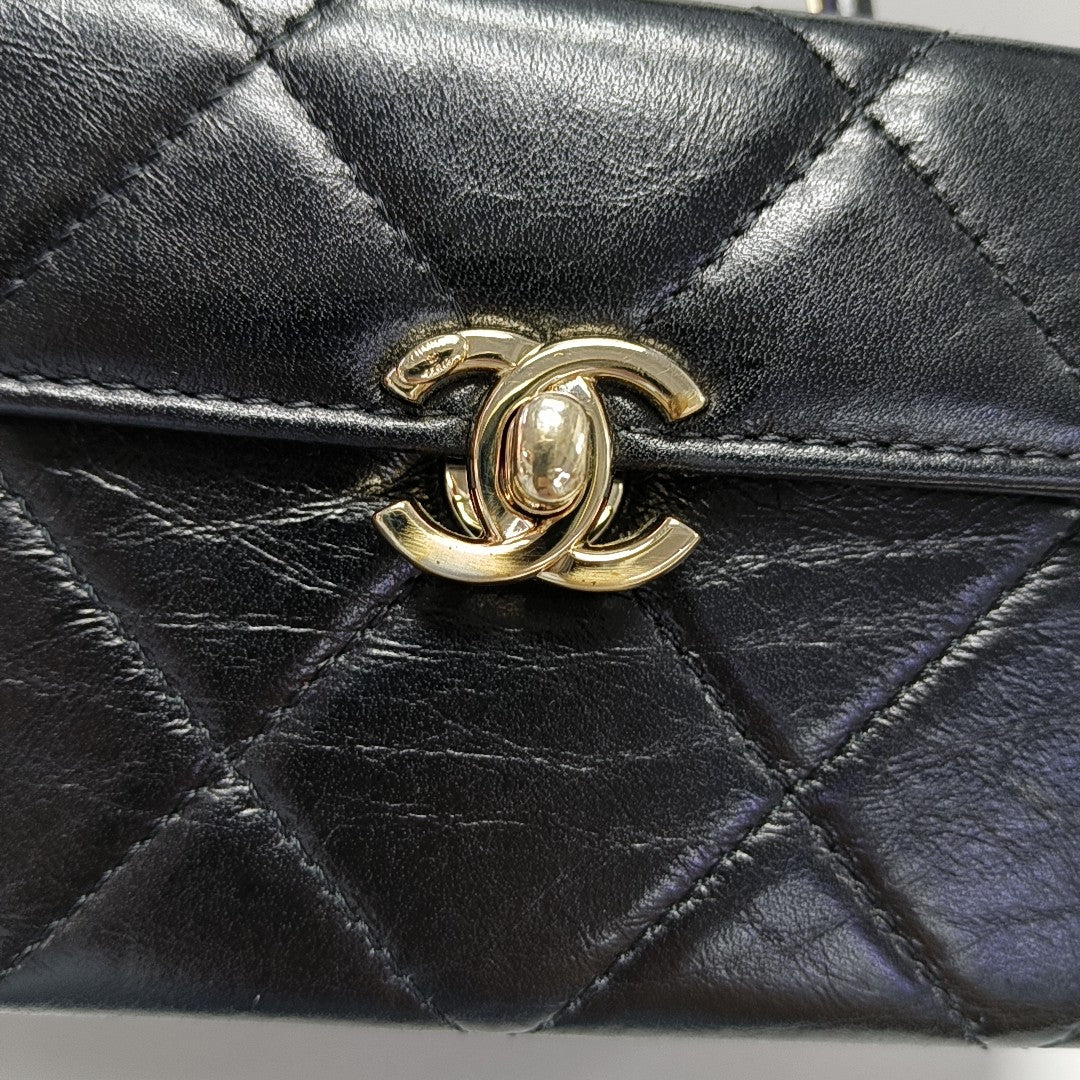 Quilted Calfskin Shoulder Bag Mini Black