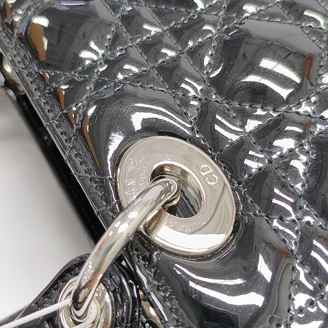 Lady Dior Medium Cannage Patent Leather Black