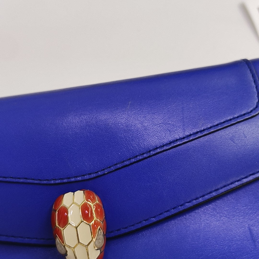 SERPENTI FOREVER Calfskin Blue Wallet