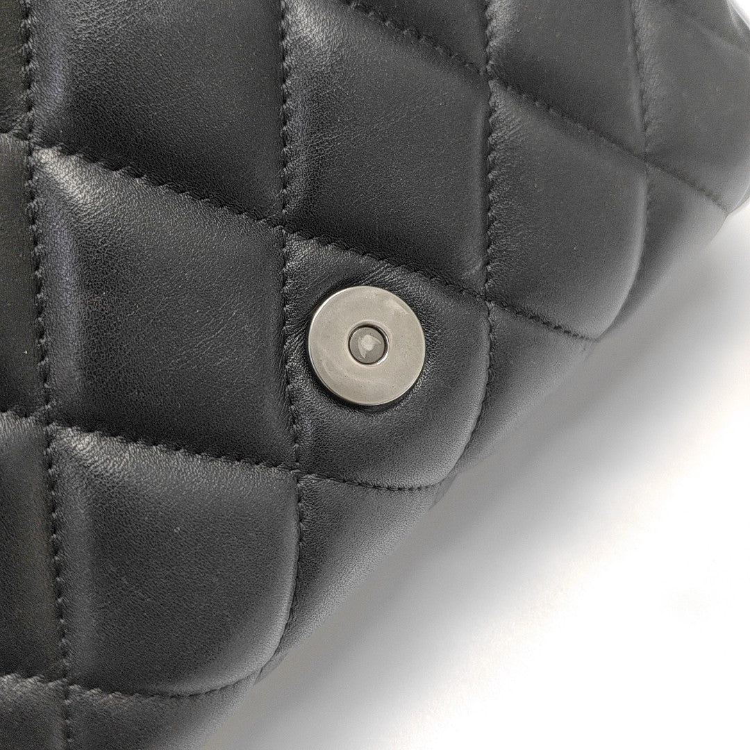 B. Medium Quilted Calfskin Black