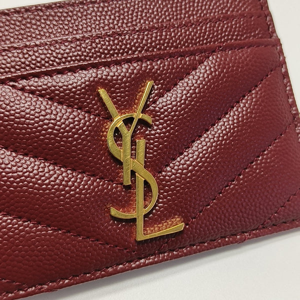 MONOGRAM Chevron Lambskin Red Card Holder