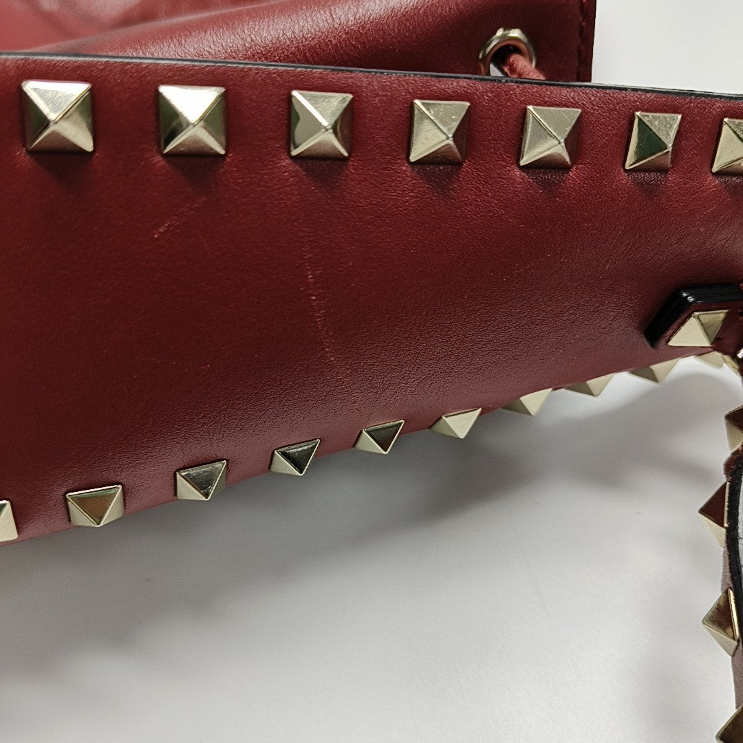 Rockstud Small Calfskin Red