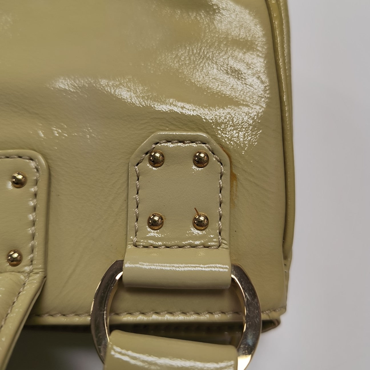 Patent Leather Top Handle Bag Yellow