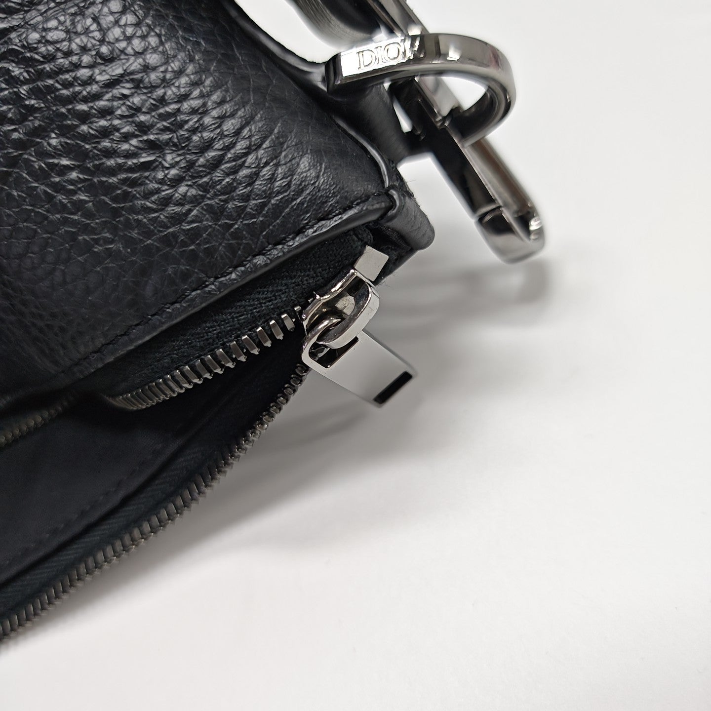 Oblique Calfskin Top Handle Bag Black