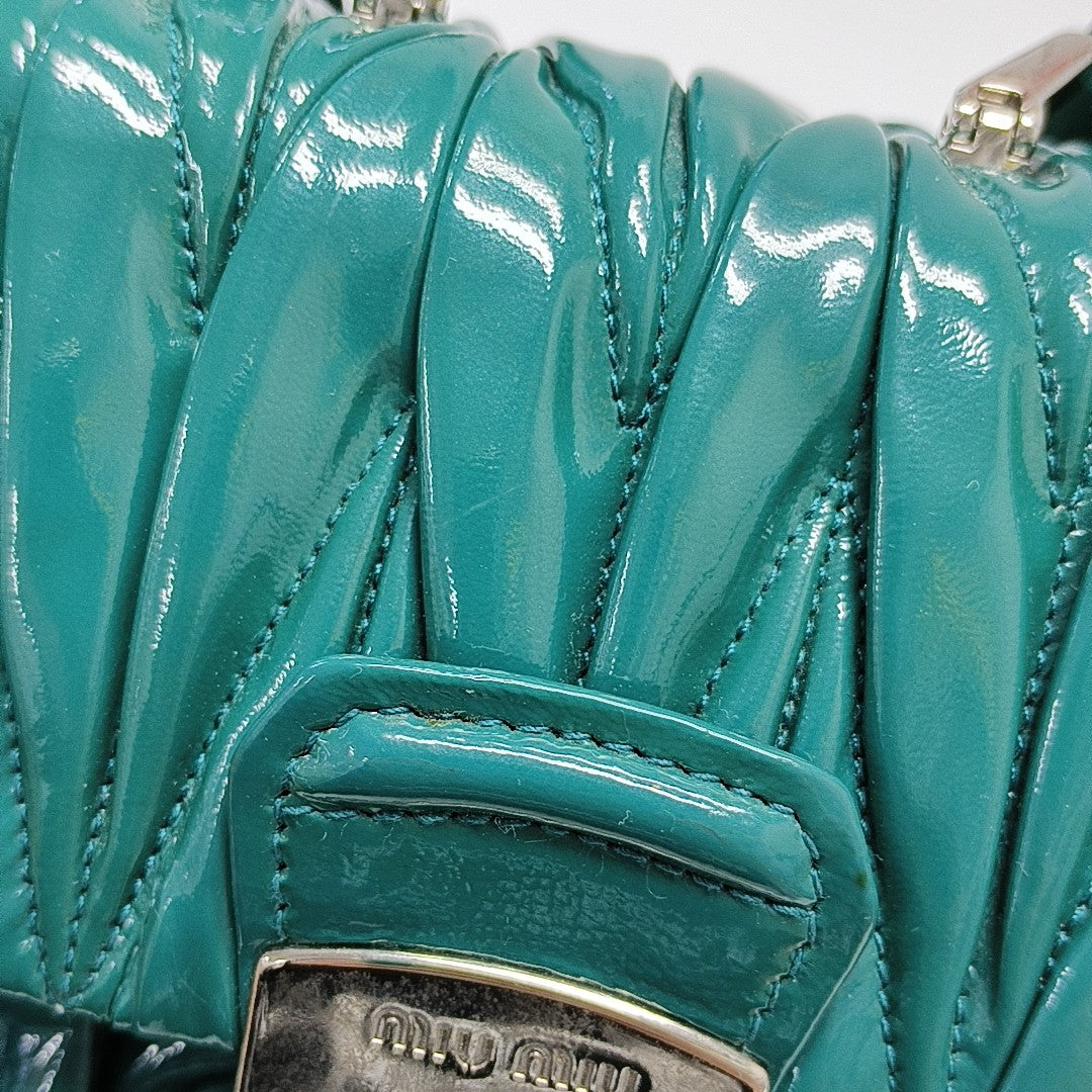 Quilted Patent Leather Shoulder Bag Green