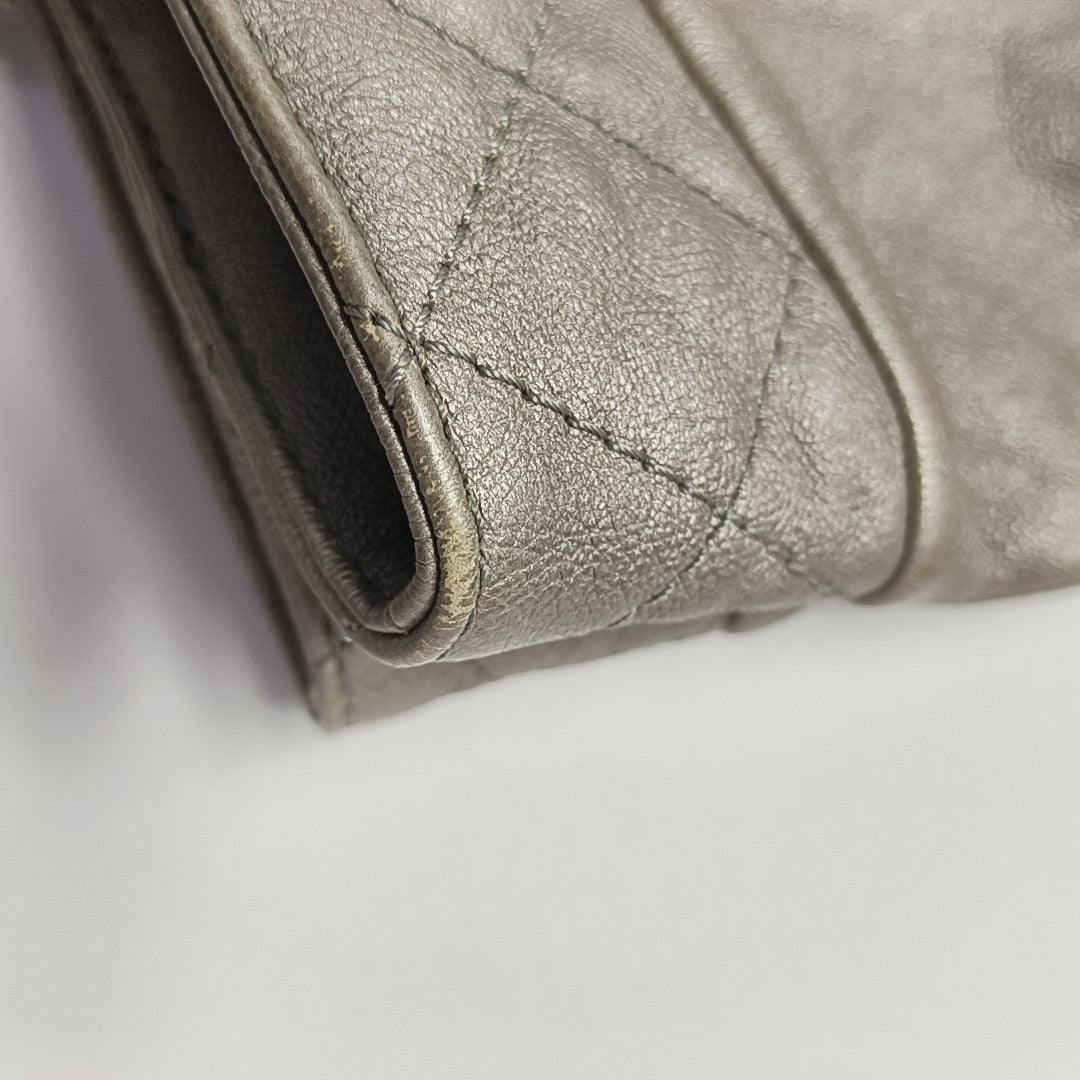 Quilted Calfskin Tote Bag Gray