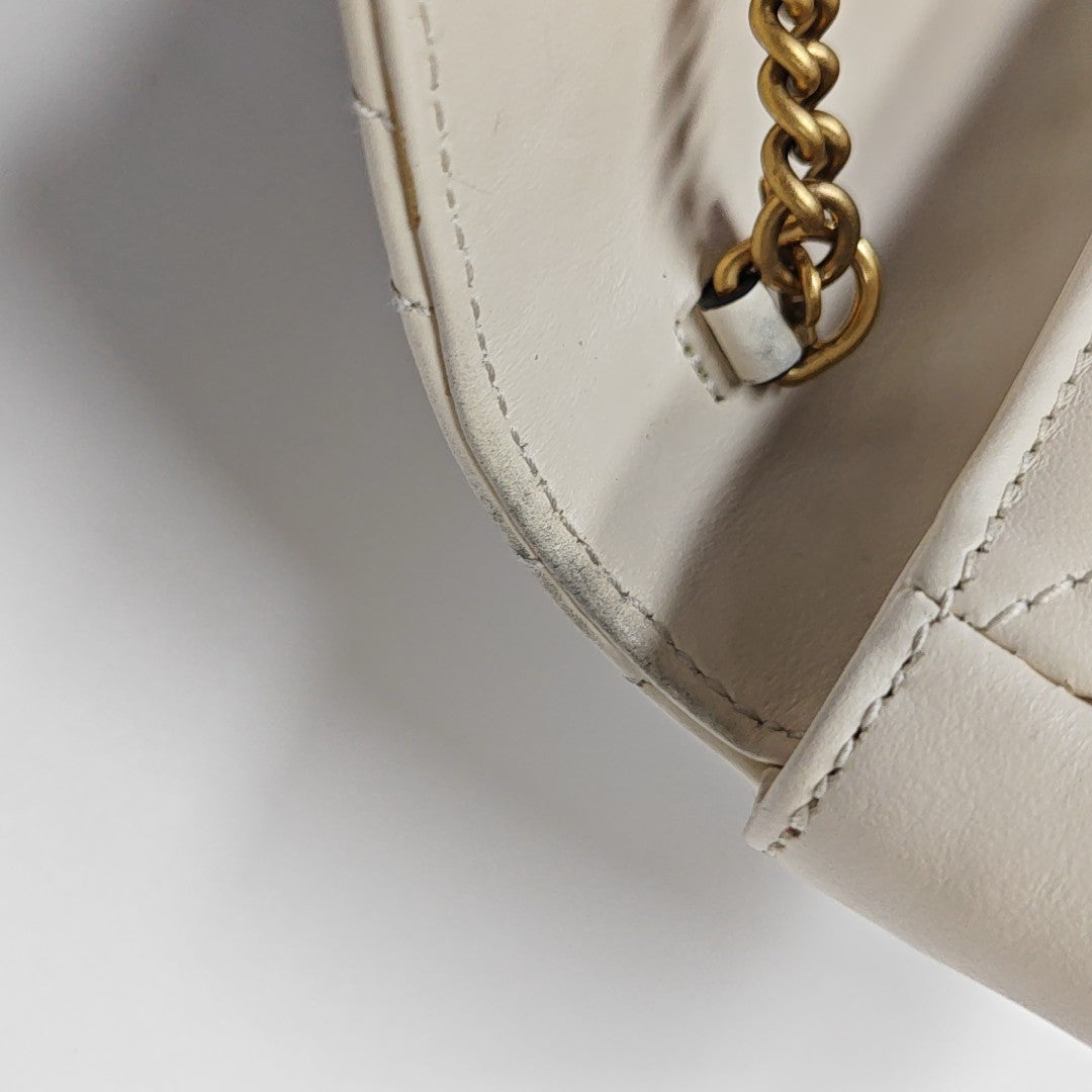 GG Marmont Mini Quilted Calfskin White