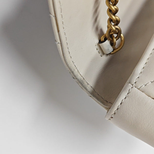 GG Marmont Mini Quilted Calfskin White