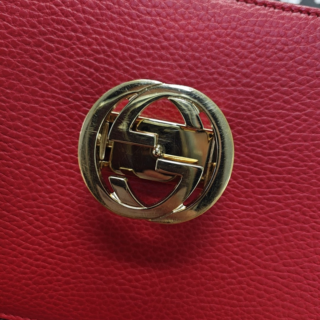 Interlocking G Small Calfskin Red
