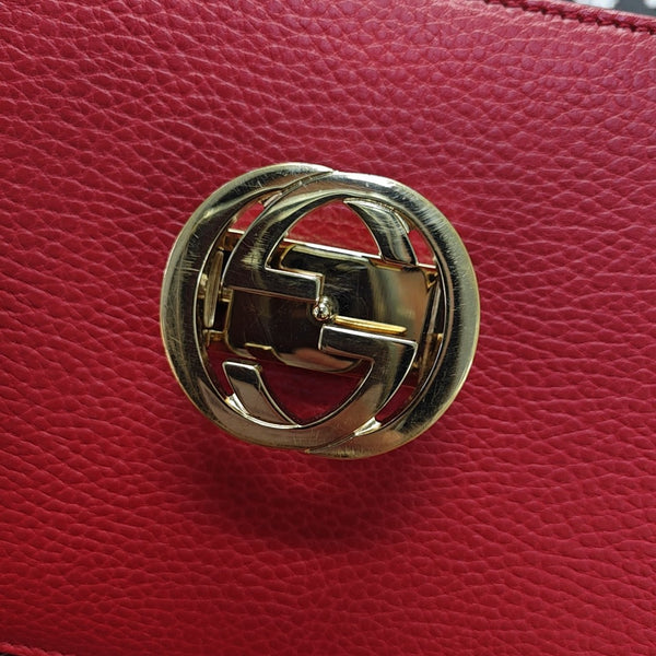 Interlocking G Small Calfskin Red