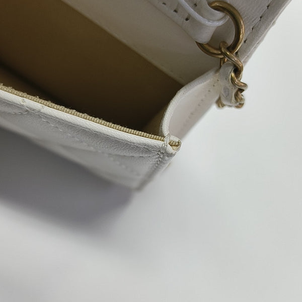 Quilted Lambskin Shoulder Bag White