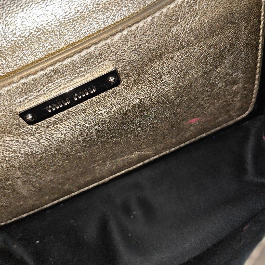 Miu Lady Quilted Lambskin Gold