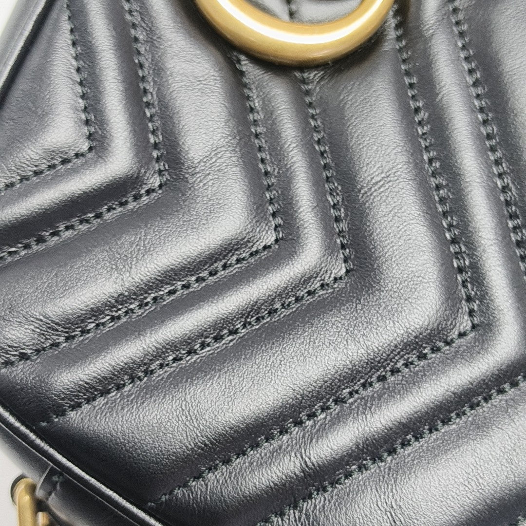 GG Marmont Small Quilted Calfskin Black