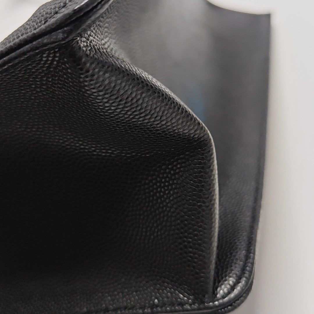 Quilted Grained Calfskin Shoulder Bag Black