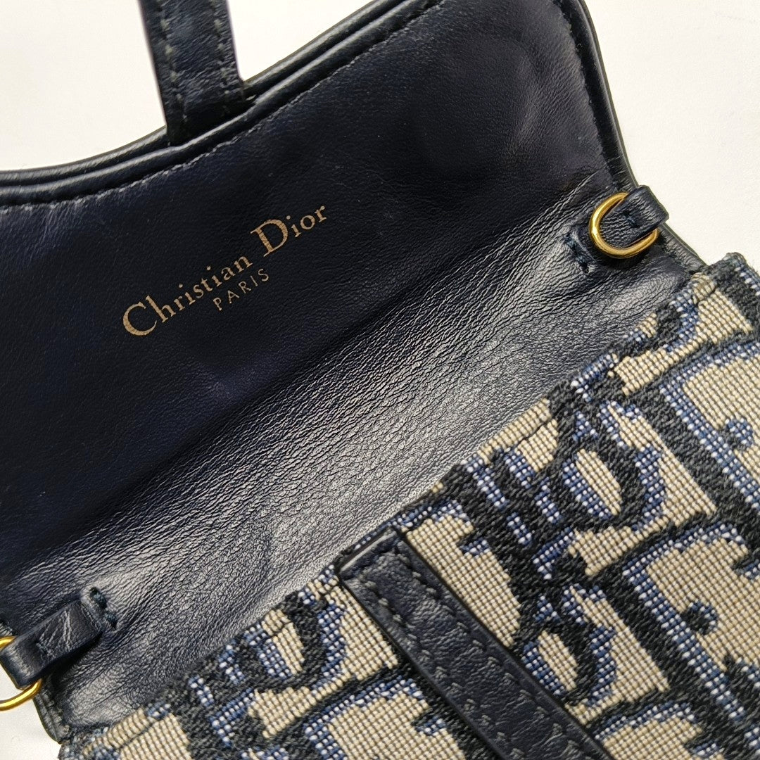 Authenticated pre-owned  Saddle Oblique Canvas Blue - Clutch at Looply