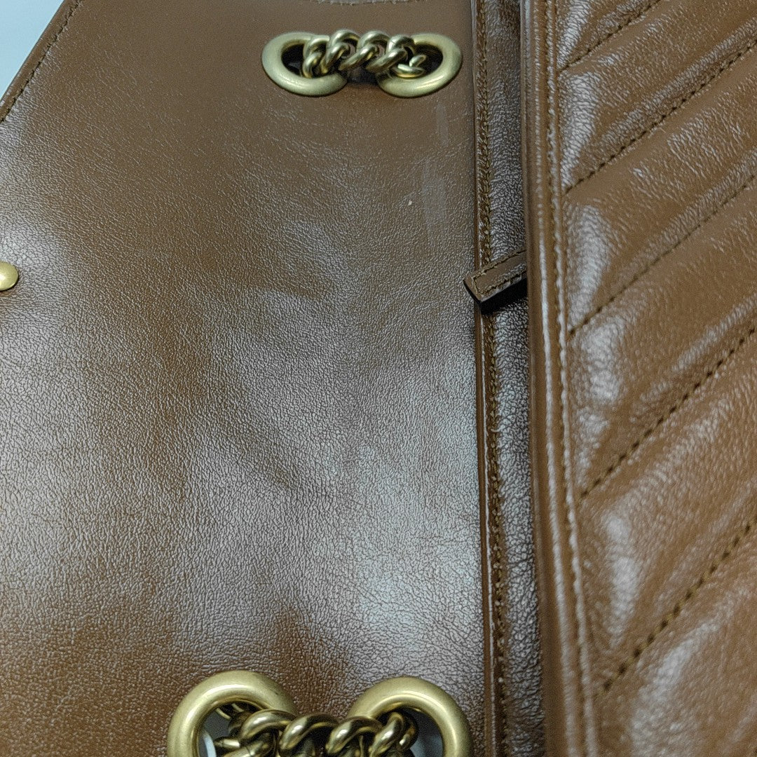 GG Marmont Medium Quilted Calfskin Brown