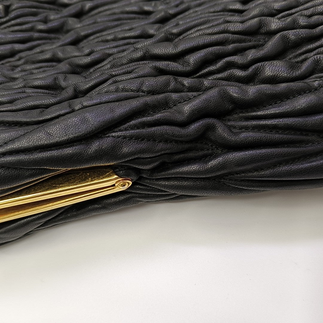Quilted Lambskin Top Handle Bag Black