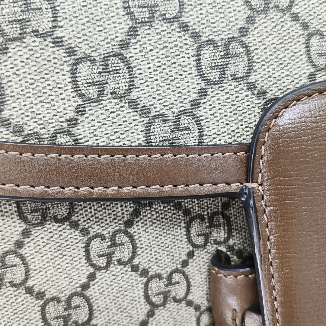 Horsebit 1955 Medium Monogram Coated Canvas Beige