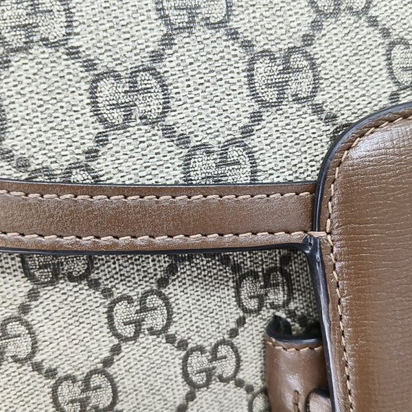 Horsebit 1955 Medium Monogram Coated Canvas Beige