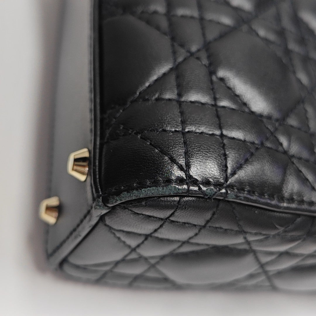 Lady Dior Mini Cannage Lambskin Black