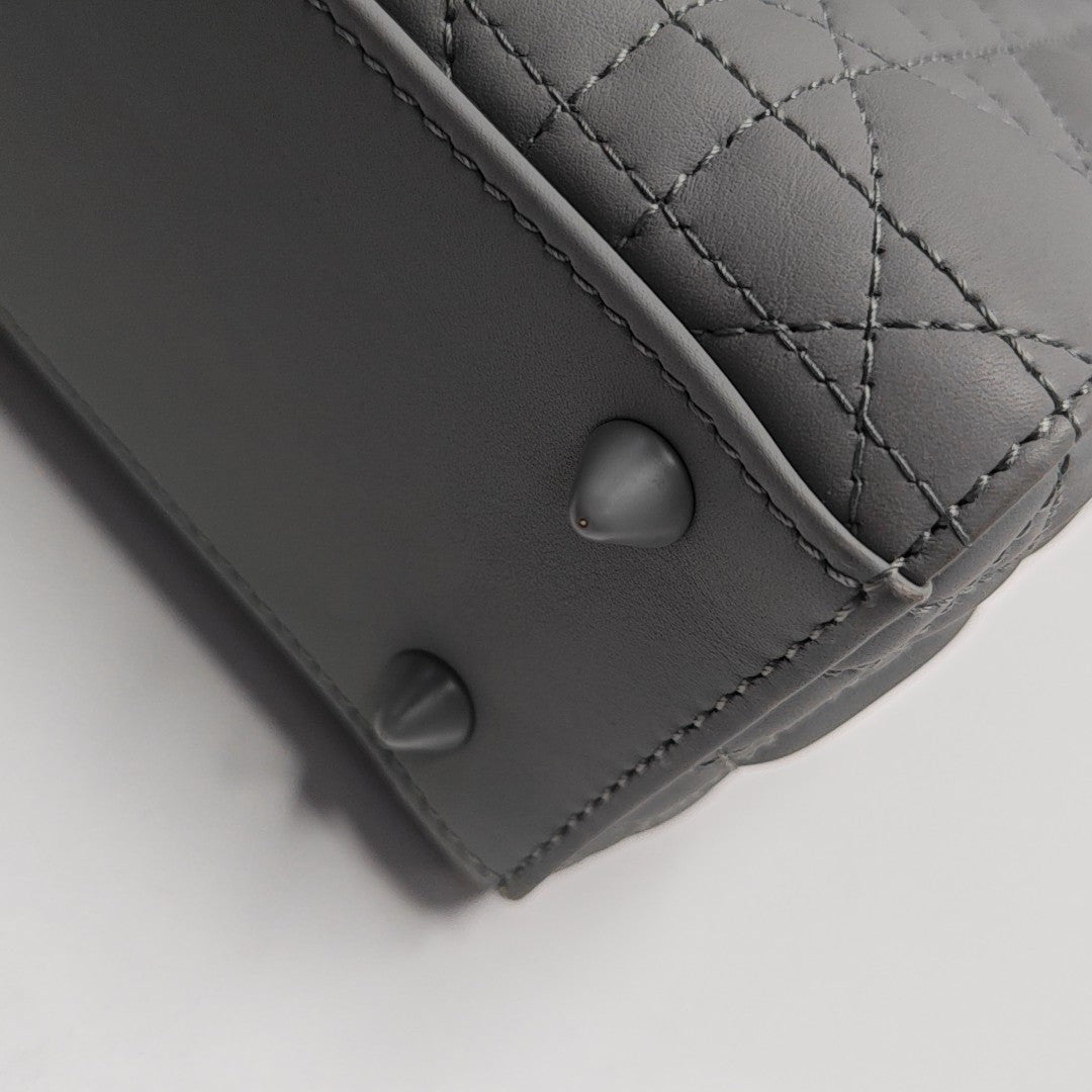 Lady Dior Small Cannage Lambskin Gray